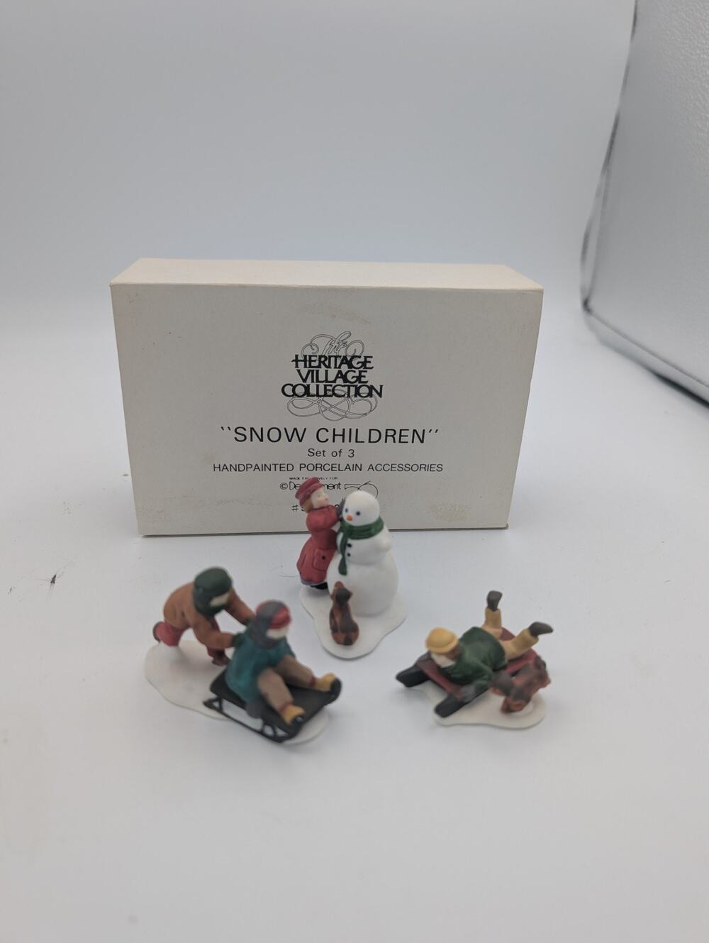 Dept 56 Snow Children Set Of 3 #5938-2 Heritage Children Playing In Snow W/Box